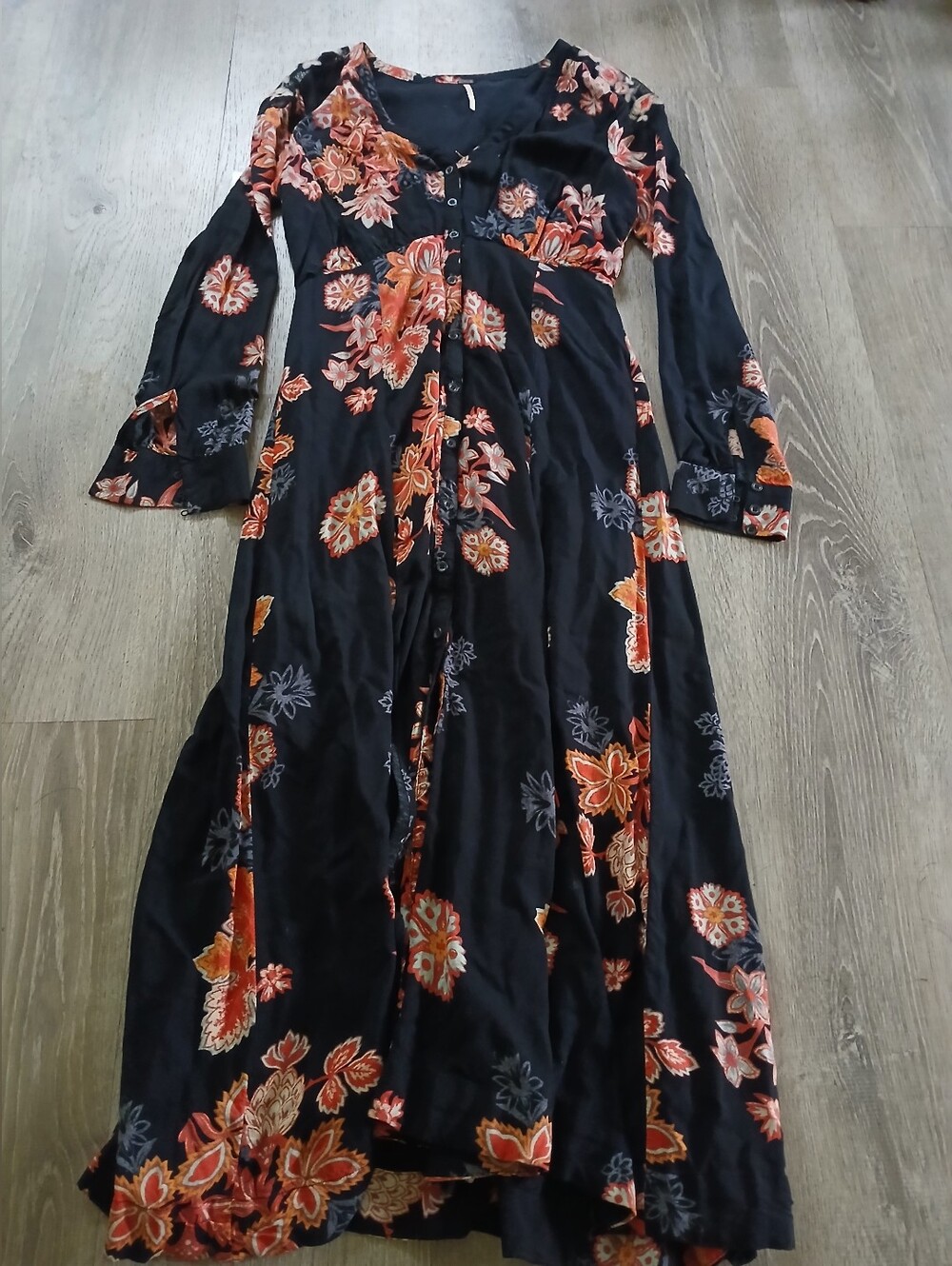 Free People  Maxi Dress in Black and Rust